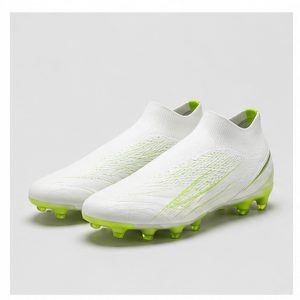 White/Lime Knit Collar Football Boots